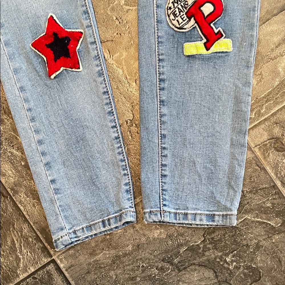 LEXXURY Patch Button-fly Skinny Urban Maximalism Grunge Streetwear Fun Jeans - Picture 9 of 16